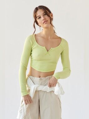 BDG Urban Outfitters Lime Waffle Knit Crop Top – Small